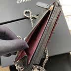 CC Compact Double Pouch Black Caviar Sliver Steel 229639