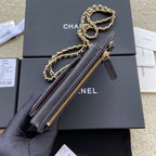 CC Compact Double Pouch Black Caviar GHW 229641