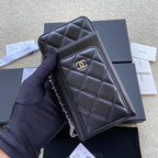 CC Compact Double Pouch Black Sheepskin Silver Steel 229645