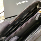CC Gold Buckle Boy Zipper Coin Wallet Black Sheepskin 229737