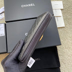CC Gold Buckle Boy Zipper Coin Wallet Black Sheepskin 229737