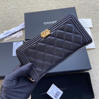CC Gold Buckle Boy Zipper Coin Wallet Black Caviar 229739