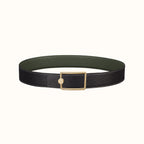 OSCAR BELT BUCKLE & REVERSIBLE OLIVE GREEN LEATHER STRAP 38MM GOLD HARDWARE