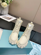 PRADA 25S SNOW BOOTS  IN WHITE CALFSKIN
