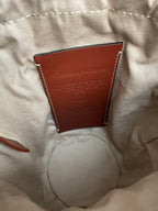 SMALL WOODY BASKET 17 IN NATURAL FIBERS BROWN WEBBING DARK BROWN CALFSKIN