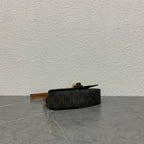 Celine Tabou Clutch on Strap Triomphe Black Brown Canvas & Calfskin