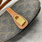 Celine Tabou Clutch on Strap Triomphe Black Brown Canvas & Calfskin