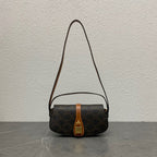 Celine Tabou Clutch on Strap Triomphe Black Brown Canvas & Calfskin