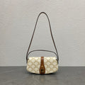 Celine Tabou Clutch on Strap Triomphe Beige Brown Canvas & Calfskin