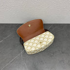 Celine Tabou Clutch on Strap Triomphe Beige Brown Canvas & Calfskin