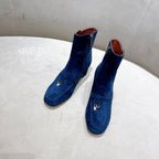 LP CHARMS ANKLE BOOTS METAL LOCK COBALT SUEDE
