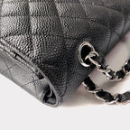 FLAP BAG 25 IN BLACK CAVIAR LEATHER SILVER HARDWARE
