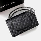 FLAP BAG 25 IN BLACK CAVIAR LEATHER SILVER HARDWARE