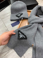 SET SCARF AND HAT IN MO GRAY WOOL AND RABBIT FUR 386078