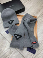 SET SCARF AND HAT IN MO GRAY WOOL AND RABBIT FUR 386078