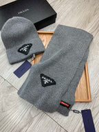 SET SCARF AND HAT IN MO GRAY WOOL AND RABBIT FUR 386078