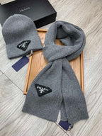SET SCARF AND HAT IN MO GRAY WOOL AND RABBIT FUR 386078