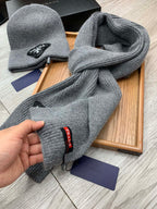 SET SCARF AND HAT IN MO GRAY WOOL AND RABBIT FUR 386078
