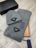 SET SCARF AND HAT IN MO GRAY WOOL AND RABBIT FUR 386078