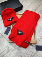 SET SCARF AND HAT IN CHERRY RED WOOL AND RABBIT FUR 386076