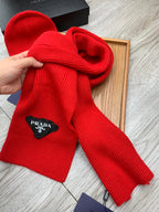 SET SCARF AND HAT IN CHERRY RED WOOL AND RABBIT FUR 386076