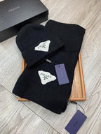 SET SCARF AND HAT IN BLACK WOOL AND RABBIT FUR 386077