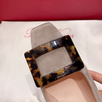 BELLE VIVIER PUMPS IN TAUPE SUEDE TORTOISESHELL BUCKLE