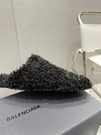 BALENCIAGA 25S MULES IN BLACK WOOL WITH LOGO