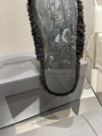 BALENCIAGA 25S MULES IN BLACK WOOL WITH LOGO