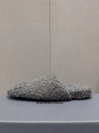 BALENCIAGA 25S MULES IN GRAY WOOL WITH LOGO