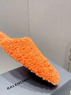 BALENCIAGA 25S MULES IN ORANGE WOOL WITH LOGO