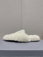 BALENCIAGA 25S MULES IN WHITE WOOL WITH LOGO