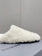 BALENCIAGA 25S MULES IN WHITE WOOL WITH LOGO