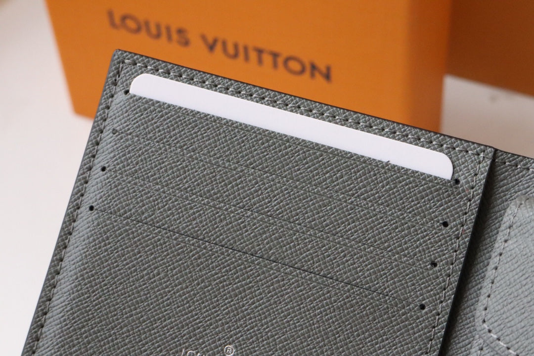LV Marco Wallet Blue Gray Taiga Leather 182789