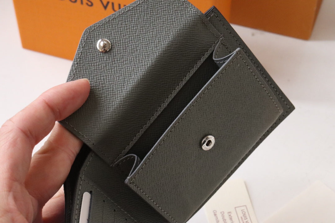 LV Marco Wallet Blue Gray Taiga Leather 182789