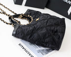 CC 22P Maxi Shopping Bag Black Nylon with Grosgrain