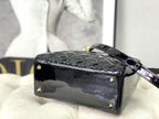 medium lady 24 black patent calfskin