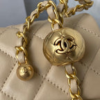 CHANEL 25S FLAP BAG 20 IN BEIGE LAMBSKIN WITH GOLD HARDWARE