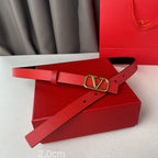 REVERSIBLE VLOGO SIGNATURE BELT IN GLOSSY BLACK RED CALFSKIN GHW 20 MM