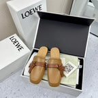 LW GATE BROWN BELTED MULE CAMEL CALFSKIN