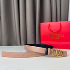 REVERSIBLE VLOGO SIGNATURE BELT IN GLOSSY BEIGE BLACK CALFSKIN GHW 30 MM