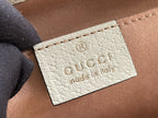 GG OPHIDIA 24 TOTE IN BEIGE CANVAS AND WHITE CALFSKIN