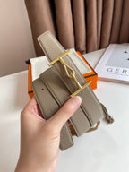 JUMBO BELT GOLD BUCKLE & REVERSIBLE CAMEL BROWN AND ORANGE LEATHER STRAP 32MM