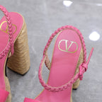 VLTN ESPADRILLE WEDGE SANDALS 25S 130 MM IN PINK LAMBSKIN