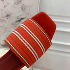 LP RAFFIA CHARMS FLATS SANDAL ORANGE AND WHITE CALFSKIN