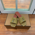 LP RAFFIA CHARMS FLATS SANDAL OLIVE CALFSKIN