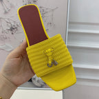 LP RAFFIA CHARMS FLATS SANDAL LEMON CALFSKIN