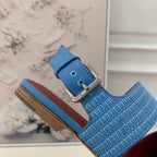 LP RAFFIA CHARMS STRAP FLATS SANDAL SKY CALFSKIN