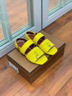 LP RAFFIA CHARMS STRAP FLATS SANDAL LEMON CALFSKIN
