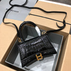 Balenciaga Hourglass bag black crocodile skin 536051